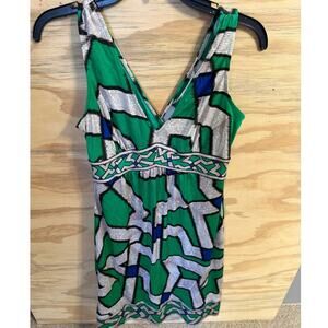 Women's Diane Von Furstenburg Dress 8 Silk Sleeveless Abstract Luxury